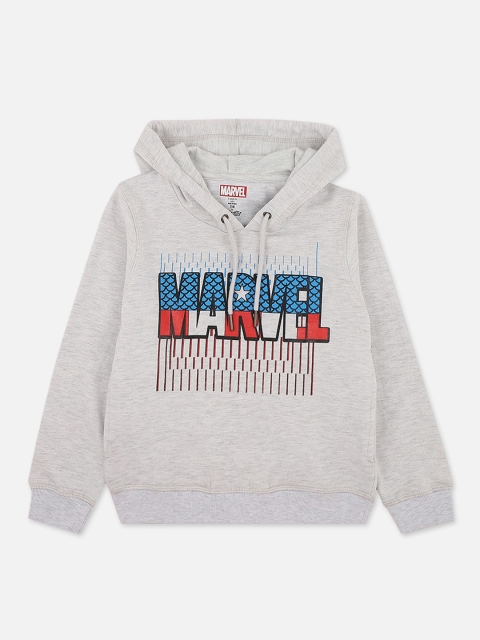 

Kids Ville Avengers Featured Boys Grey Printed Hooded Sweatshirt