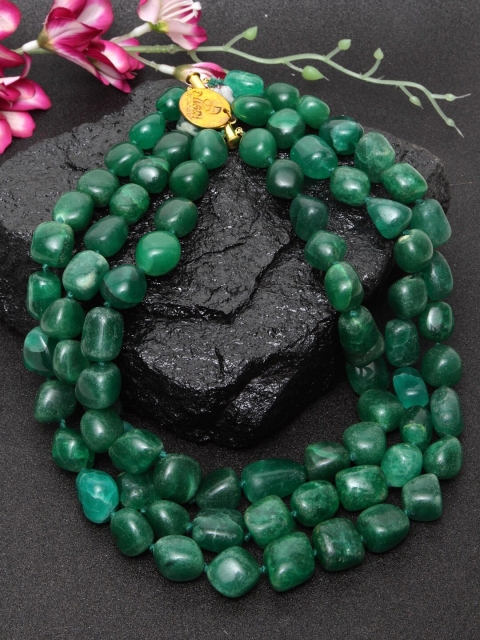 

DUGRISTYLE Green Copper Silver-Plated Strings Necklace