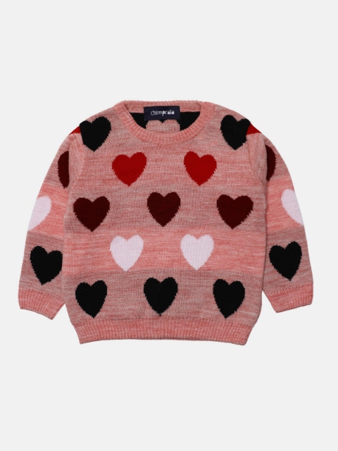 

CHIMPRALA Girls Pink & Black Printed Pullover