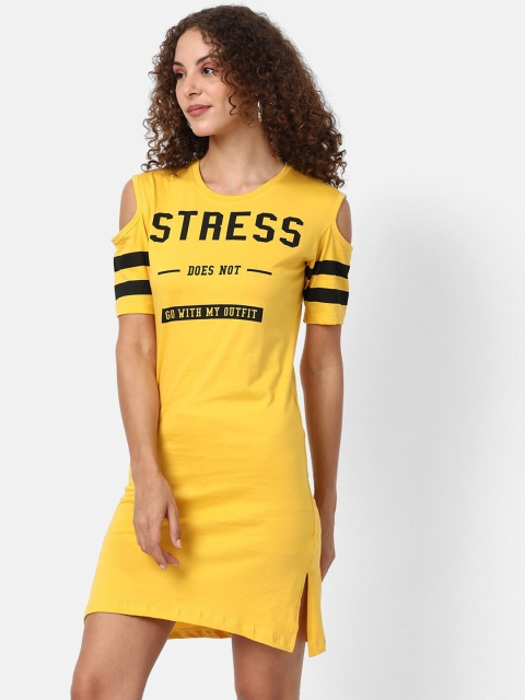 

V2 Value & Variety Yellow & Black T-shirt Dress