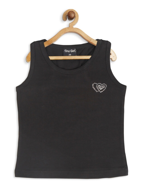 

Tiny Girl Black Solid Tank Top