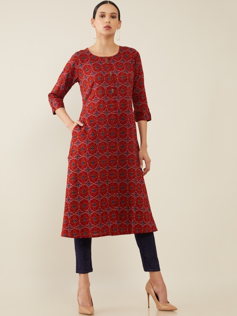 

Soch Women Red & Blue Geometric Printed Kurta