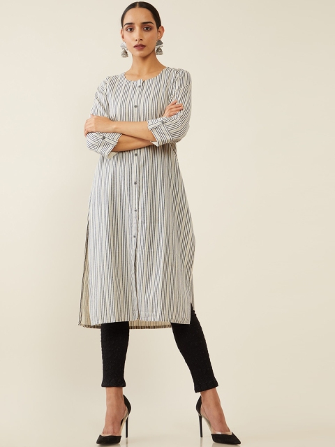 

Soch Women Off White & Black Striped Kurta