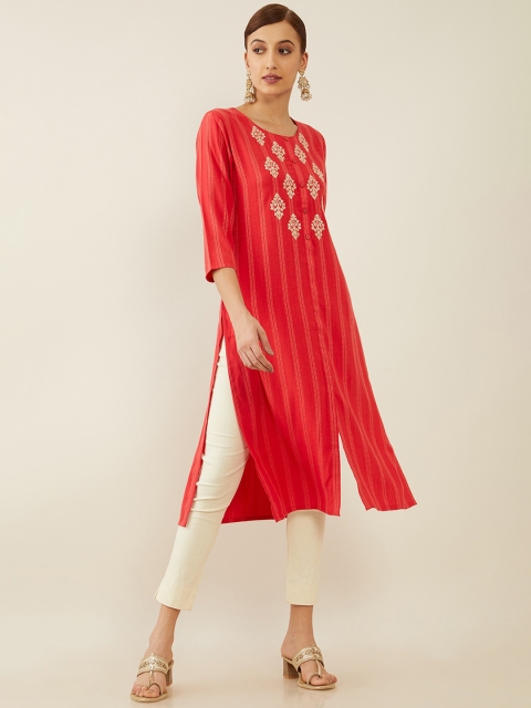 

Soch Women Maroon Ethnic Motifs Embroidered Kurta