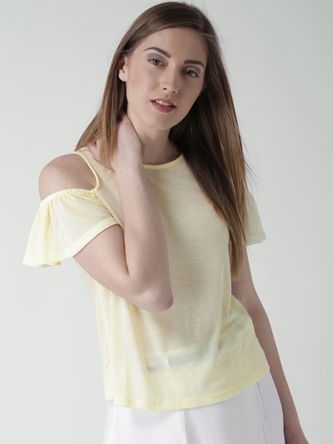 

FOREVER 21 Women Yellow Solid Regular Top