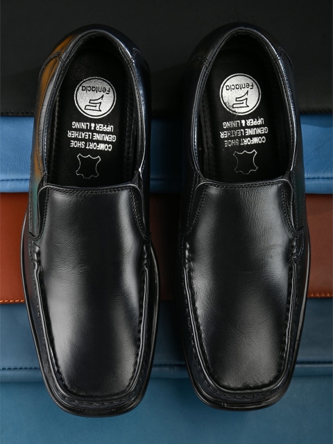 

Fentacia Men Black Solid Formal Slip-Ons