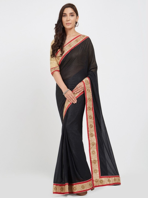 

Mitera Black & Red Poly Georgette Tussar Saree