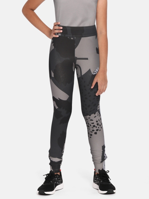 

ADIDAS Girls Carbon Black & White 3Stripe AOP Sustainable Tights