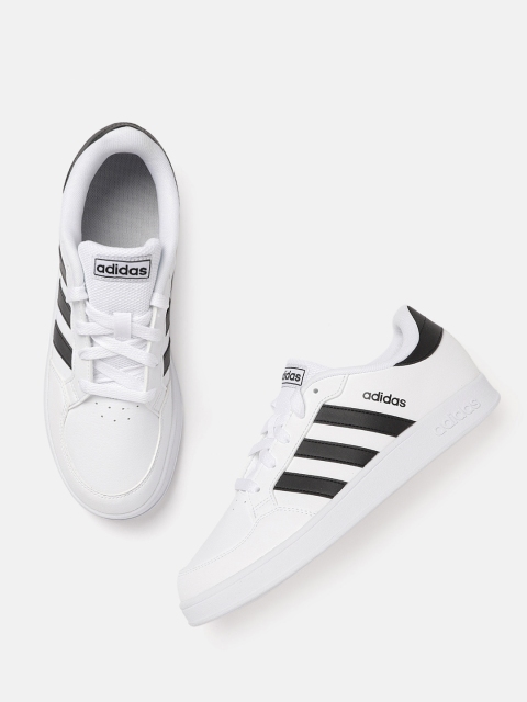 

ADIDAS Kids White & Black Perforated & Striped Breaknet Sneakers