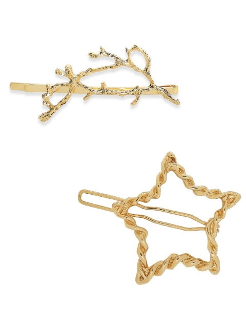 

OOMPH Women Gold-Toned Set of 2 Embellished Bobby Pins