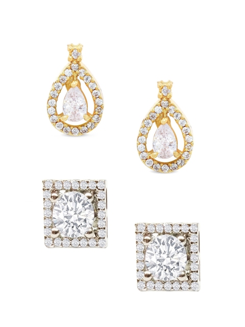 

OOMPH Set of 2 Gold-Toned Teardrop Shaped Studs Earrings