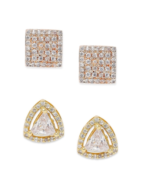 

OOMPH Set of 2 Rose Gold Geometric Studs Earrings