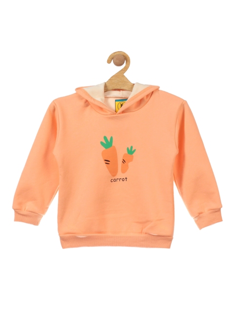 

Lil Lollipop Unisex Kids Orange Carrot Printed Fleece Hooded Sweatshirt