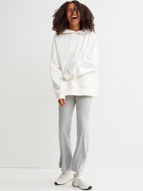 

H&M Women Grey Ribbed Jersey Jazz Trousers