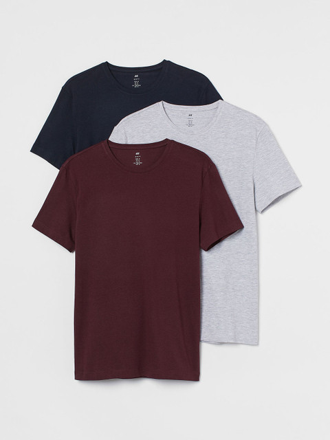 

H&M Men 3-Pack Slim Fit T-Shirts, Grey