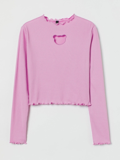 

H&M Woman Pink Cut-out detail ribbed top