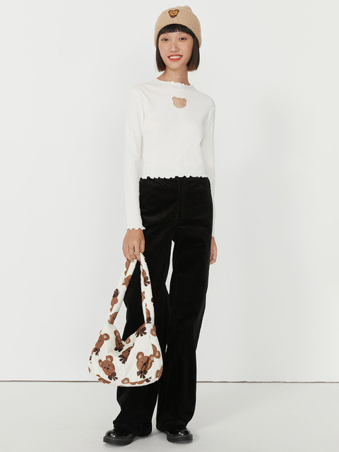 

H&M Women White Cut-out detail ribbed top