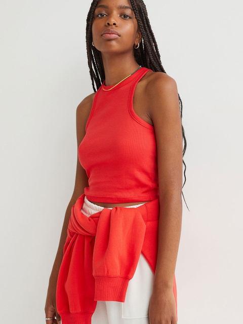 

H&M Women Red Ribbed Vest Top