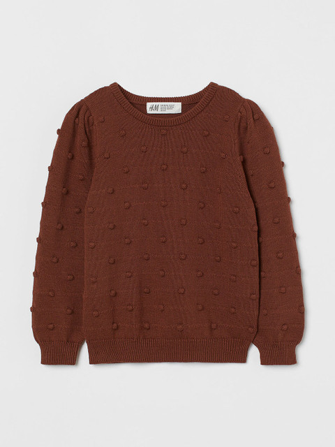

H&M Girls Brown Self Design Textured-Knit Jumper
