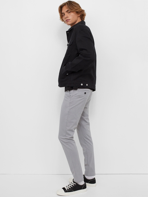 

H&M Men Grey Solid Skinny Fit Cotton Chinos
