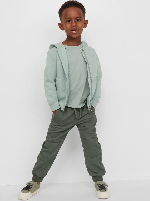 

H&M Boys Green Solid Pure Cotton Adjustable-Fit Joggers
