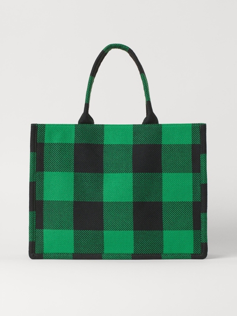 

H&M Green & Black Checked Jacquard-Weave Handbag