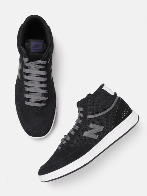 

New Balance Men Black Solid Mid-Top Sneakers