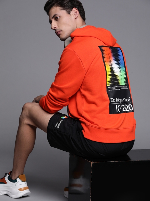 

New Balance Men Orange Pure Cotton Hooded Sweatshirt