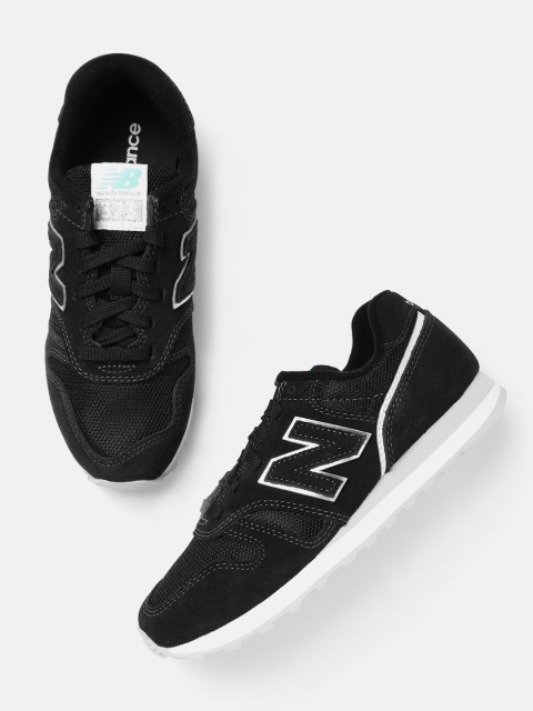 

New Balance Women Black Woven Design Suede Sneakers Excluding Trims