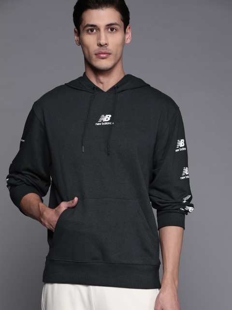 

New Balance Men Black Pure Cotton Hooded Sweatshirt