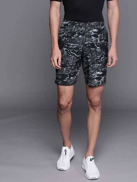 

New Balance Men Black & Blue Printed High-Rise Sports Shorts