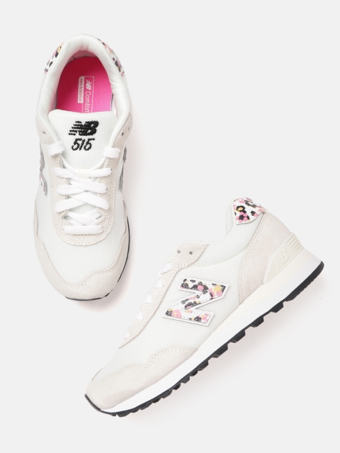 

New Balance Women Beige & White Woven Design Colourblocked Suede Sneakers Excluding Trims