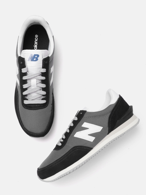 

New Balance Men Charcoal Grey & Black Colourblocked Suede Sneakers Excluding Trims