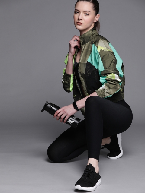 

New Balance Women Green & Black Colourblocked Sporty Jacket