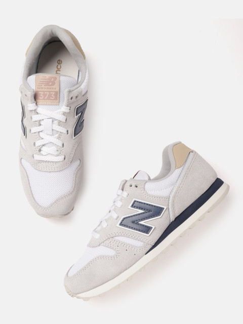 

New Balance Women Off White & Grey Solid Sneakers