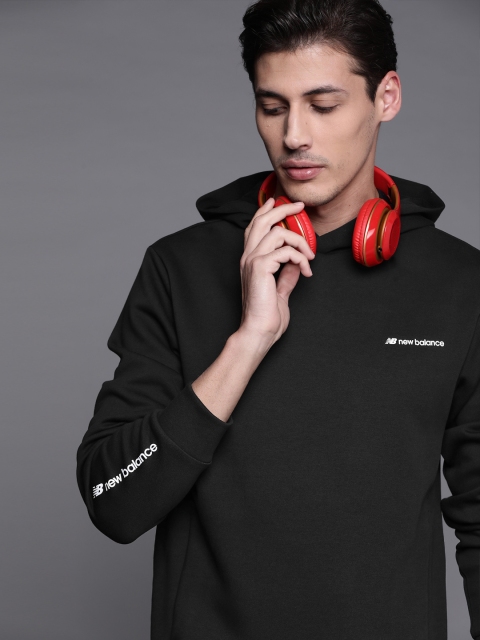 

New Balance Men Black Pure Cotton Hooded Sweatshirt