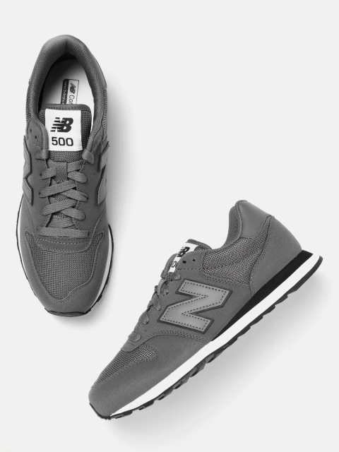 

New Balance Men Charcoal Grey Woven Design Suede Sneakers Excluding Trims