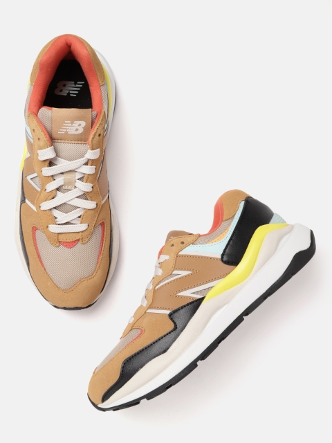 

New Balance Women Camel Brown & Beige Colourblocked Woven Suede Sneakers Excluding Trims