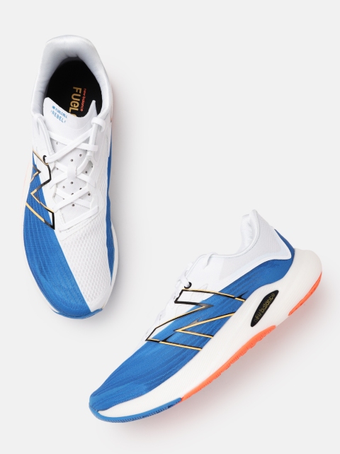 

New Balance Men Blue & White Woven Design & Colourblocked Running Shoes