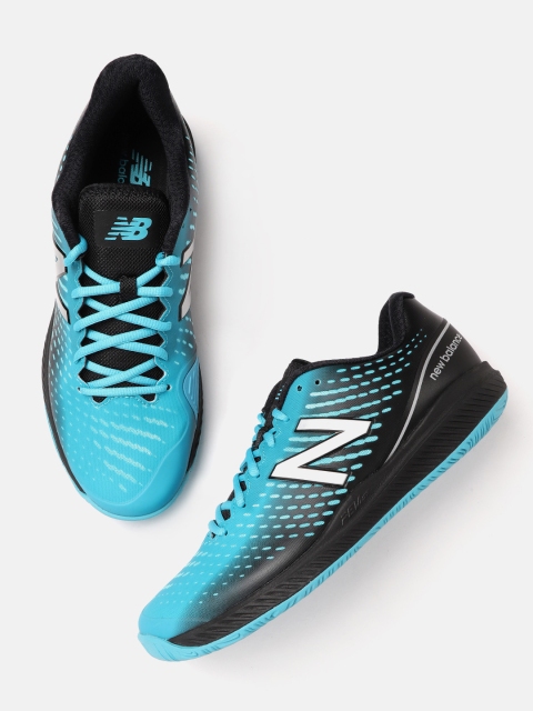 

New Balance Men Blue & Black Pin Striped Woven Design Tennis Shoes