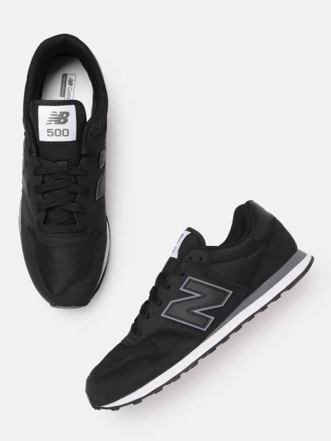 

New Balance Men Black Woven Design Sneakers