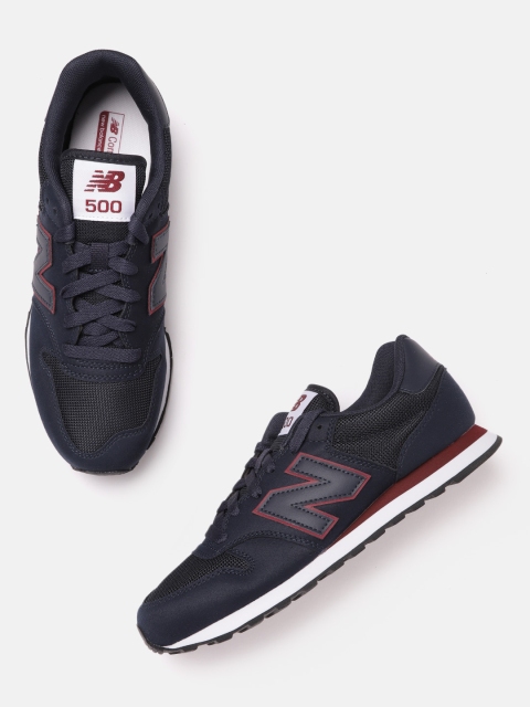 

New Balance Men Navy Blue Woven Design Suede Sneakers Excluding Trims