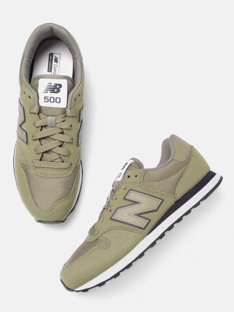 

New Balance Men Olive Green Solid Sneakers