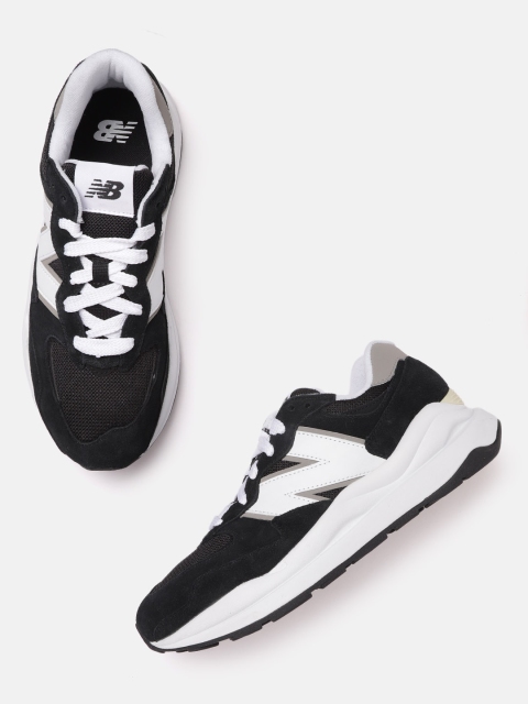 

New Balance Men Black & White Woven Design Suede Sneakers Excluding Trims