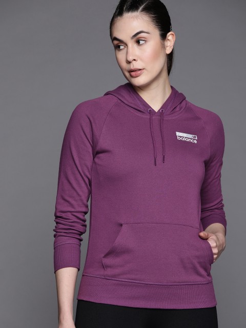 

New Balance Women Purple Solid Hooded Sweatshirt