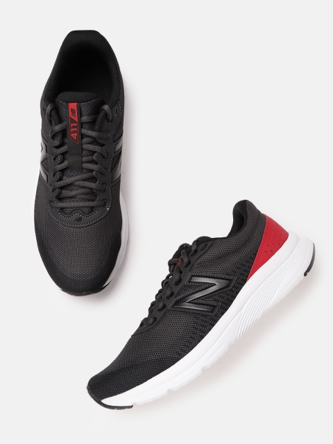 

New Balance Men Charcoal Grey 411 Woven Design Running Shoes