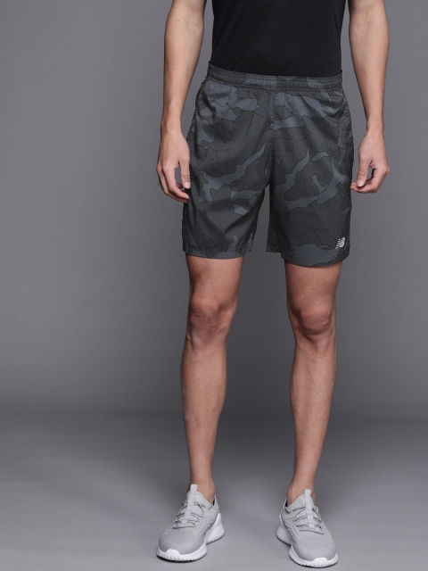 

New Balance Men Black Abstract Printed Sports Shorts