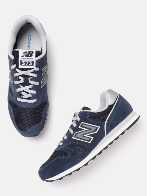 

New Balance Men Navy Blue Woven Design Sneakers