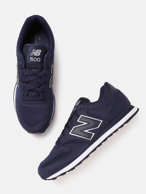 

New Balance Women Navy Blue Woven Design Suede Sneakers Excluding Trims