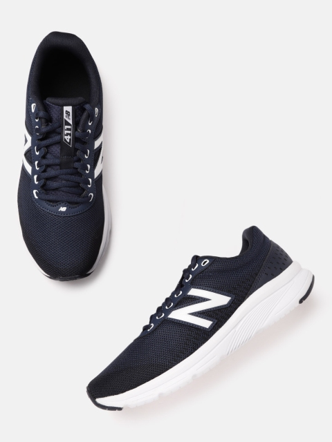 

New Balance Men Navy Blue Woven Design Running Shoes
